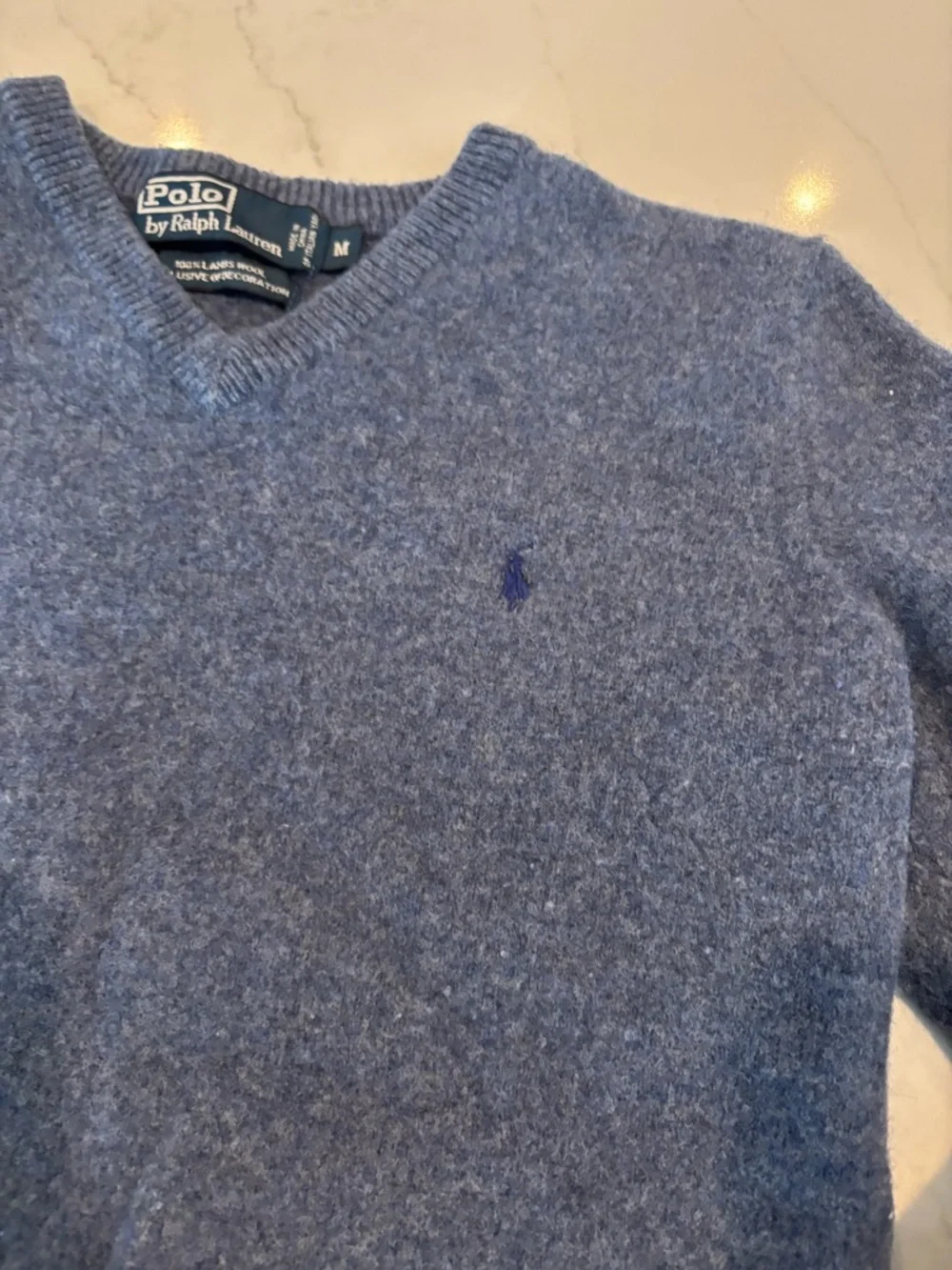 Polo by Ralph Lauren Heathered Blue V-Neck Sweater